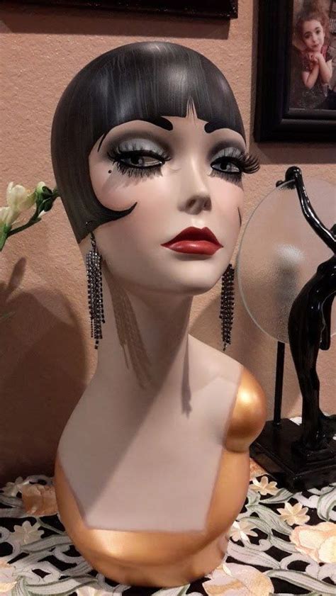 Vintage Style Art Deco Flapper 19 Mannequin Head Hat Stand Vintage
