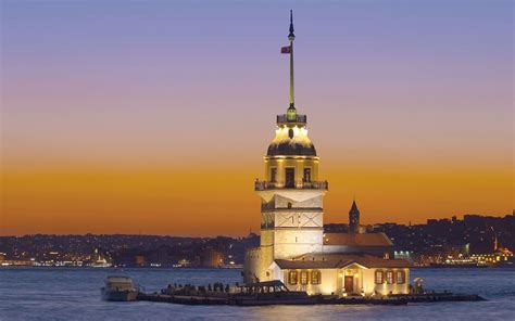 Masaüstü Gün Batımı Deniz Şehir Manzarası Akşam Kule İstanbul