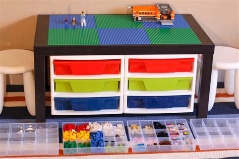 Black Large Lego® Table With 2 Attached 3 Drawer Storage