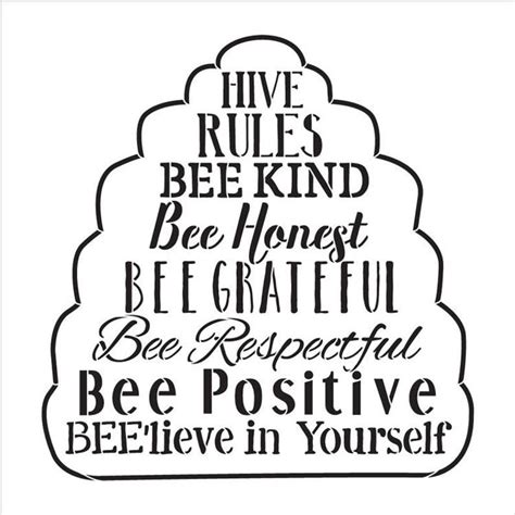 Hive Rules Word Art Stencil Select Size Stcl2182 By Etsy Bee Quotes
