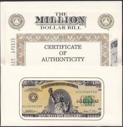 Authentic Iam One 1 Million United States Usa Dollars Novelty