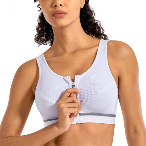 Syrokan Womens High Impact Wirefree Zip Front Cross Back Support Workout Sports Bra Online Best