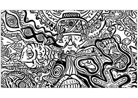 High quality psychedelic coloring pages are a real treasure for every parent. Psychedelic fish and feet - Psychedelic Adult Coloring Pages