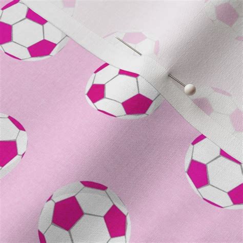 Bright Pink Soccer Ball Fabric Girls Fabric Spoonflower