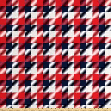 Plaid Fabric By The Yard Checkered Pattern Vintage Squares Tartan Motif Abstract Traditional