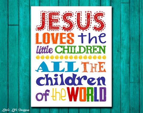 Jesus Loves The Little Children Childrens Decor Christian Decor