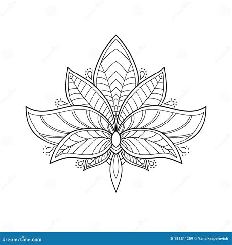 Decorative Lotus Flower With Simple Pattern Isolated Mandala Coloring