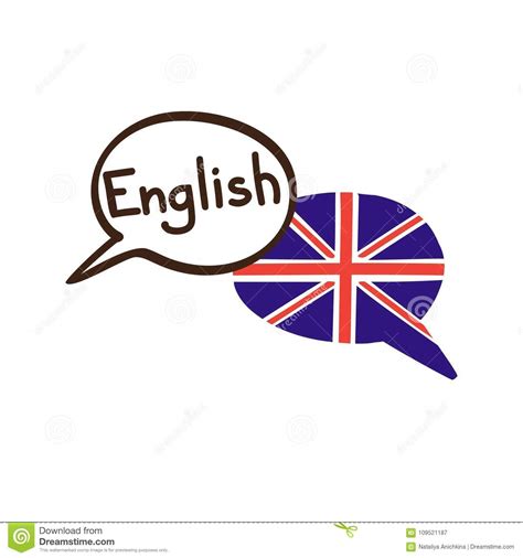 Vector Illustration Of English Language With The Flag Of The Uk Stock