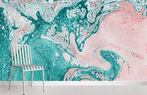 Marble Wallpaper Pink And Blue Marble Peel And Stick Wall Etsy