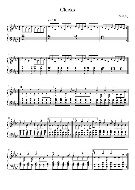 Clocks Sheet Music For Piano Download Free In Pdf Or Midi