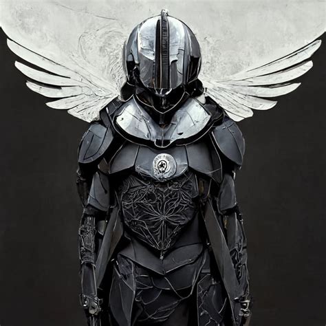 Prompthunt Guardian In Dark Grey And Silver Sci Fi Armor With Seraphim