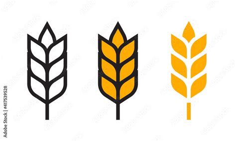 Wheat Or Barley Icon Set Grain Symbol Vector Illustration Stock