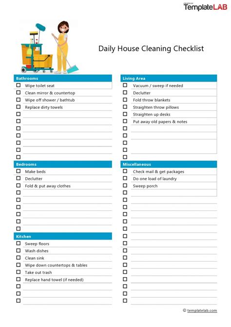 Editable Printable House Cleaning Checklist Templates Templatelab