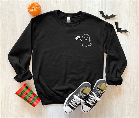 Halloween Ghost Sweatshirt Pocket Ghost Sweatshirt Spooky Etsy