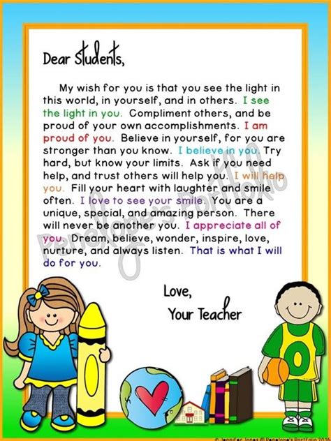 End Of The Year Letter To Student From Teacher Or Welcome Letter