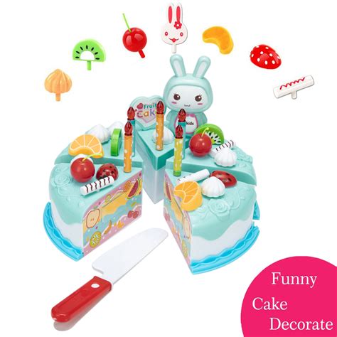 Nk 37pcs Plastic Cake Pretend Play Food Toy Set Diy Birthday Cake T