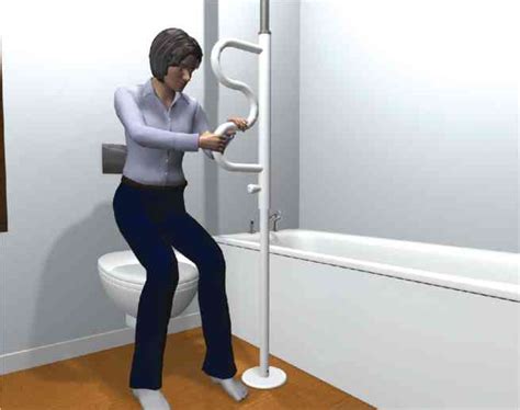 Gerade für betten gibt es sehr einfache aufstehhilfen in form eines haltegriffs, dessen unterer teil unter die matratze gelegt und am lattenrost verankert wird. Aufstehhilfe Boden-Deckenstange mit Griff ...