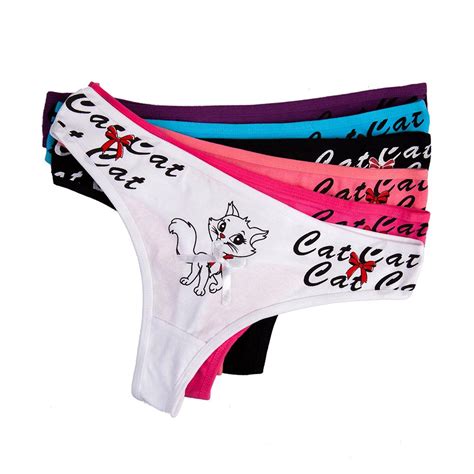 💰comprar Sexy G String Cartoon Kitty Print Thong Kawaii Cat Girls Panties Women Bikini T Back 6