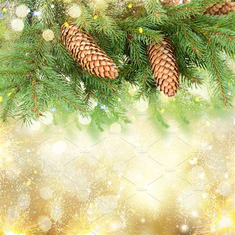 Christmas Tree With Lights Containing Branch Celebration And