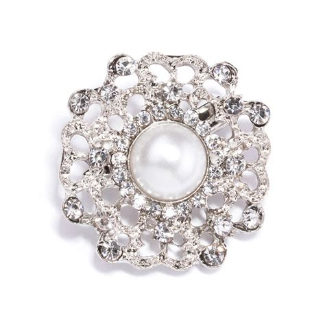 Crystal And Pearl Wedding Brooches