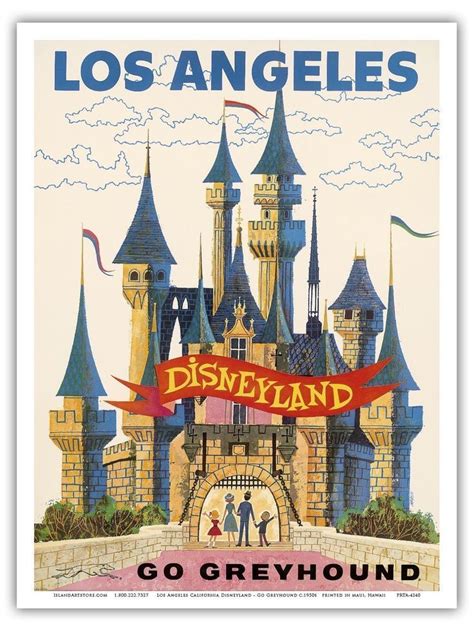 Los Angeles Usa Disneyland Vintage Advertising Art Poster Print