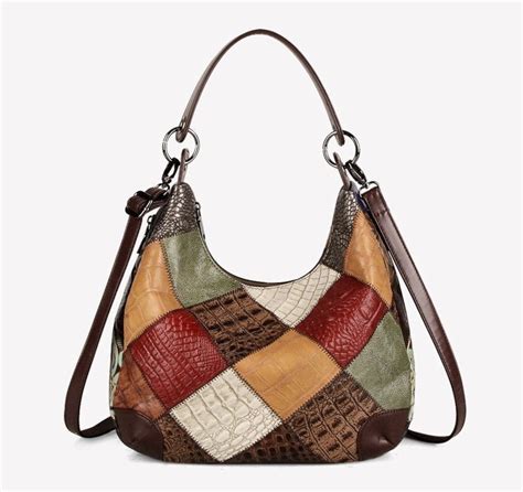 Ws006 Womens Leather Hobo Bag Multi Color Patchworks Etsy