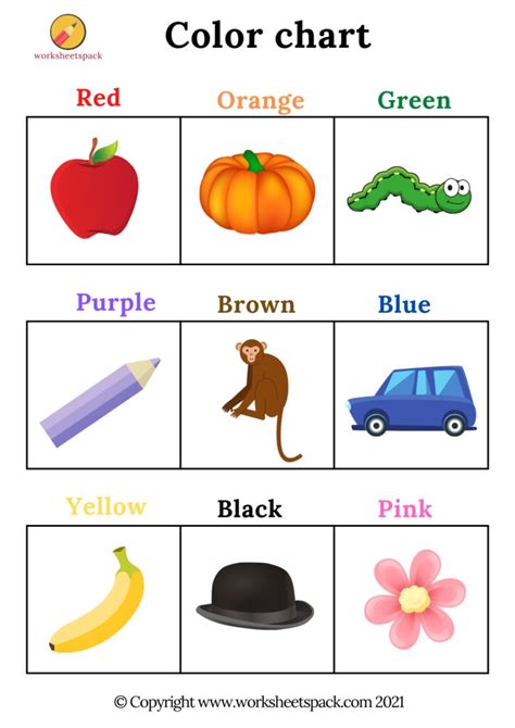 Color Chart For Kids Worksheetspack