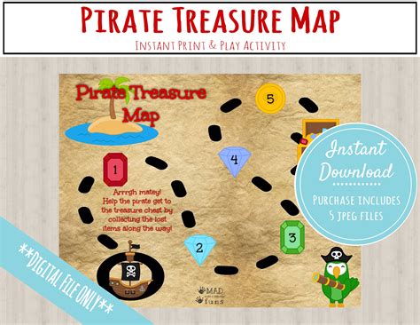 Pirate Treasure Map Activity Instant Printable Download Etsy Denmark