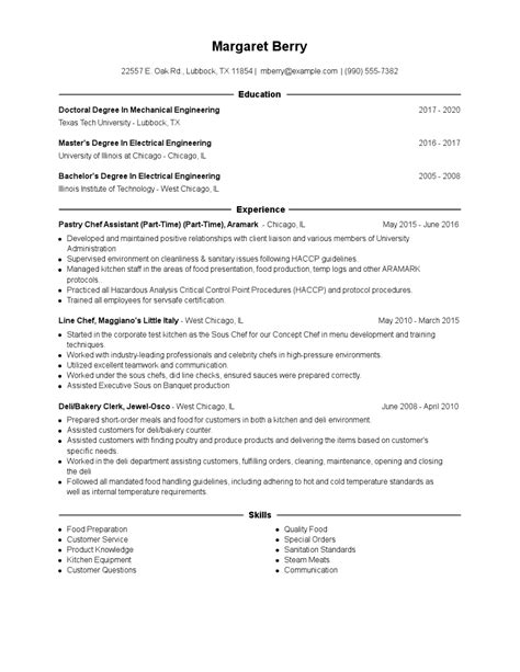 Pastry Chef Assistant Resume Examples And Tips Zippia