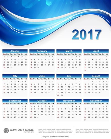2017 Wall Calendar Printable