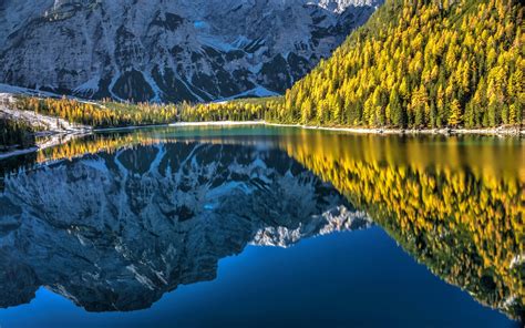 Wallpaper Id 709305 Lake Braies Italy The Dolomites Reflection