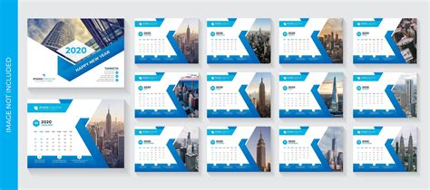 Blue Angle Design Corporate Desk Calendar Template 692077 Vector Art At