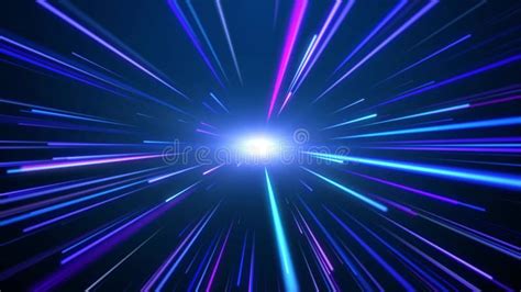 Seamless Loop Abstract Blue Purple Glowing Light Beam With Lens Flare