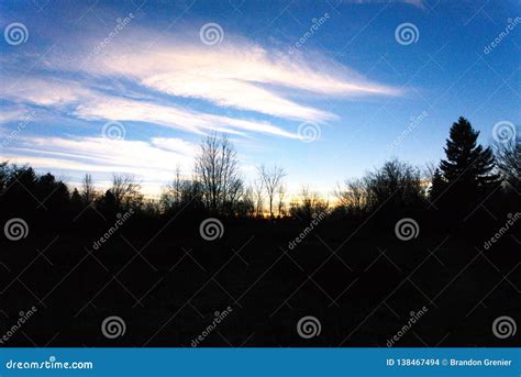 Silhouette Forest Sunset With Clouds Stock Photo Image Of Colourful