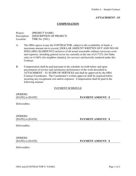 Compensation Agreement Template Word