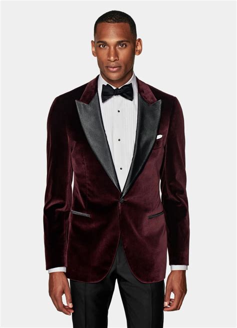 Burgundy Lazio Dinner Jacket Cotton Blend Velvet Single Breasted