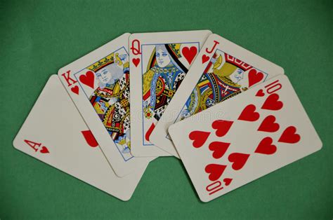 Usually two decks of different back colours. Fanned Out Winning Hand Poker Royal Flush On Green Baize ...