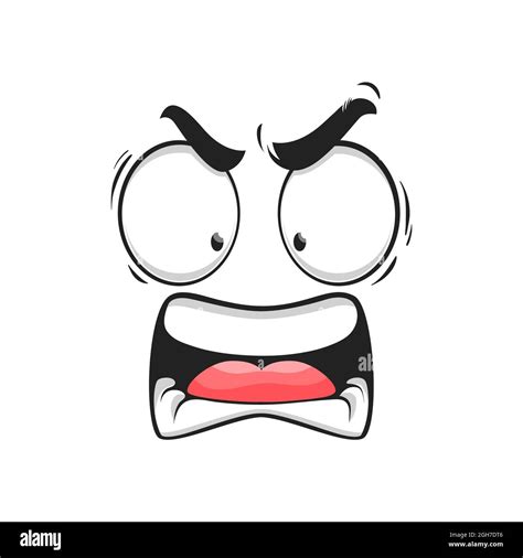 Cartoon Angry Face Vector Yelling Emoji With Mad Eyes And Yell Mouth