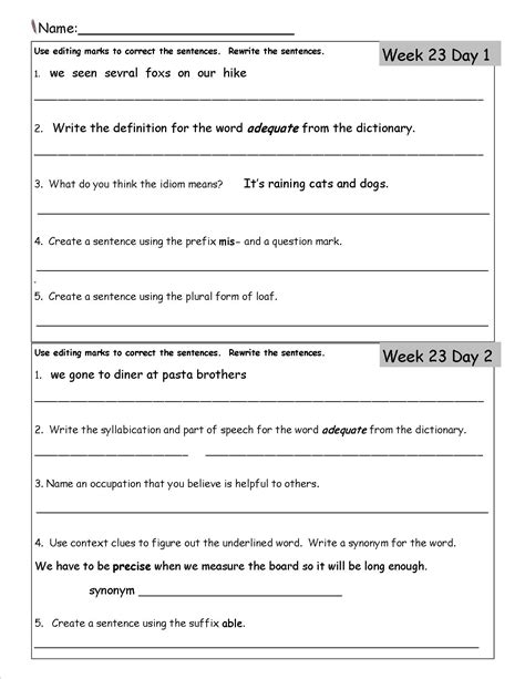 3rd Grade Language Arts Free Printable Worksheets
