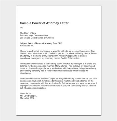 Sample Power Of Attorney Letter Sample Power Of Attorney Blog