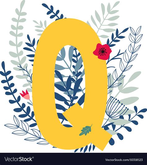 Floral Alphabet Letter Q Royalty Free Vector Image