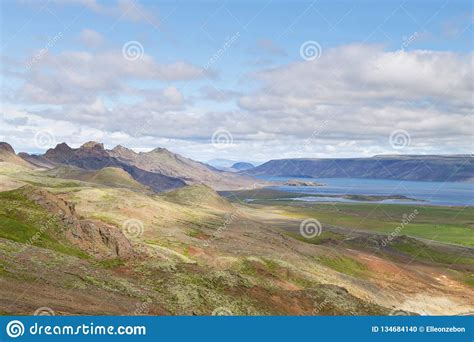 Seltun Area Aerial Landscape South Iceland Panorama Stock Photo