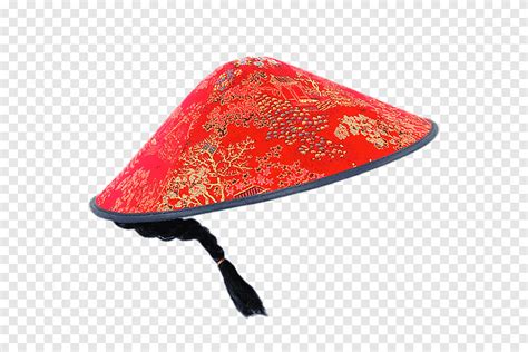 تنزيل مجاني قبعة حمراء وصفراء ، قبعة صينية مستديرة الملابس والقبعات