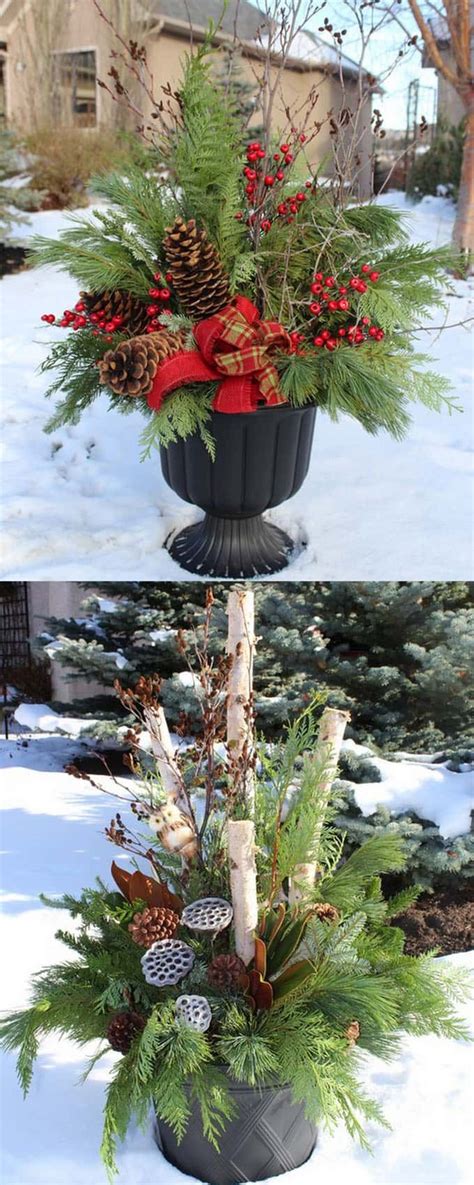 24 Colorful Outdoor Planters For Winter And Christmas Decorations