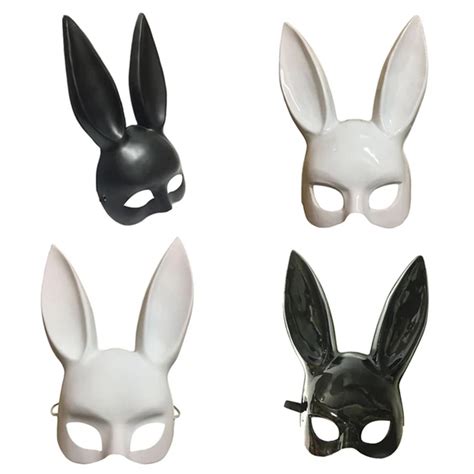 party masquerade rabbit masks sexy bunny long ears halloween party costume mask black white