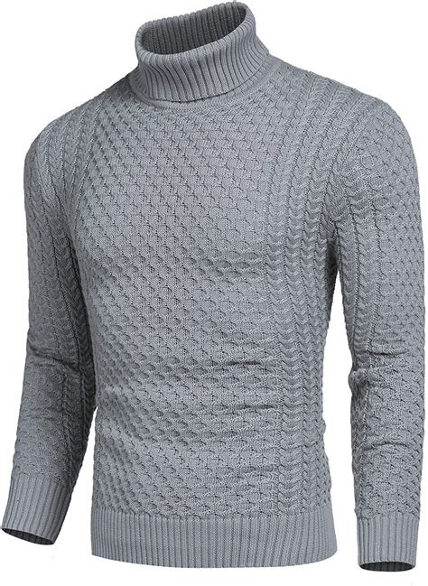 Coofandy Mens Slim Fit Turtleneck Sweater Casual Knitted Twisted