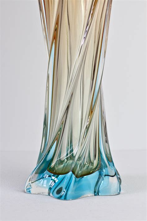 Huge Italian Vintage Mid Century Murano Style Twisted Glass Vase Circa