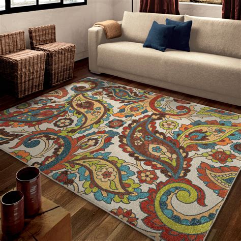 Orian Rugs Bright Paisley Wafted Multi-Colored Area Rug ...