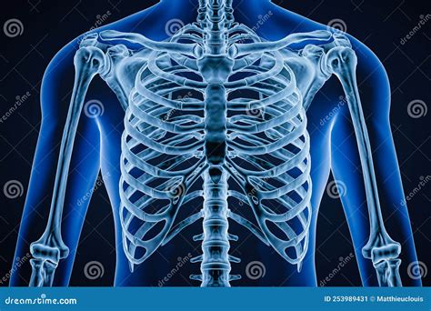 Anterior Or Front View Of Accurate Human Rib Cage Close Up With Adult