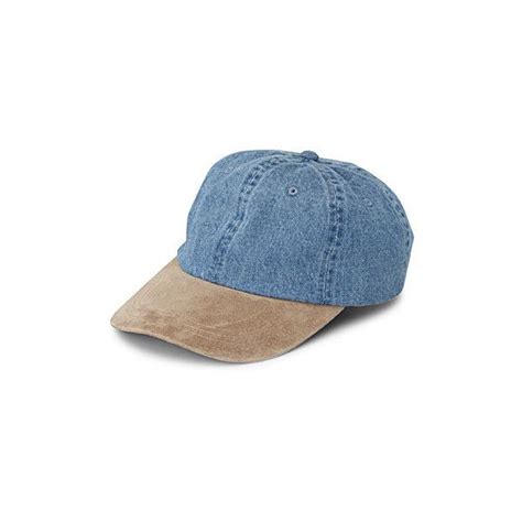 Simons Retro Denim Suede Baseball Cap 14 Liked On Polyvore Featuring